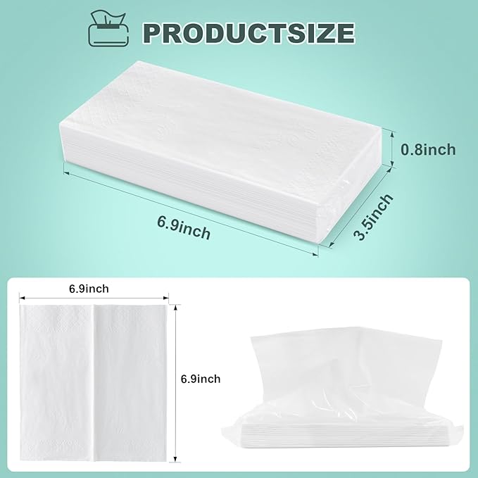 4-Ply Car Tissue Refills (1920 Layers) - 16 Pack Travel Size Tissues, Soft & Strong Disposable Facial Tissues for Car, Office, Home - 480 Sheets