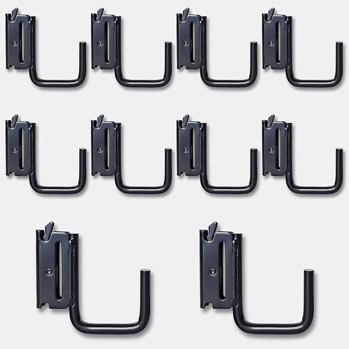 10 Pack 2" E Track J Hooks Heavy Duty Black Steel E-Track Tie Down Accessories for Box Truck, Enclosed Trailer, Garage, Vans, Warehouse, Workshop