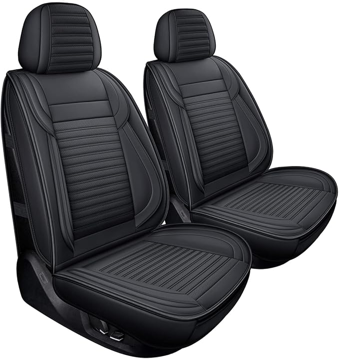 LINGVIDO Car Seat Covers, Breathable and Waterproof Faux Leather Automotive Seat Covers for Cars SUV Pick-up Truck Sedan,Universal Anti-Slip Driver Seat Cover with Backrest (Full Seat, Black)