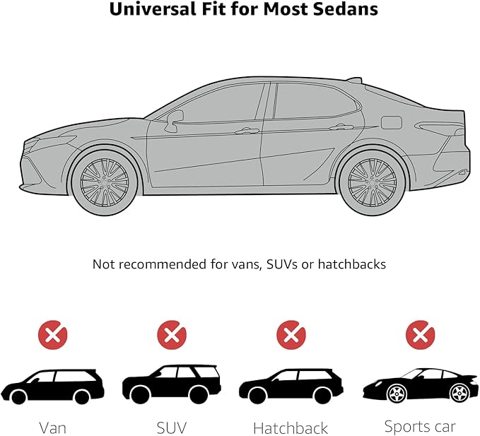 Amazon Basics Silver Weatherproof Car Cover - 150D Oxford, Sedans up to 170"