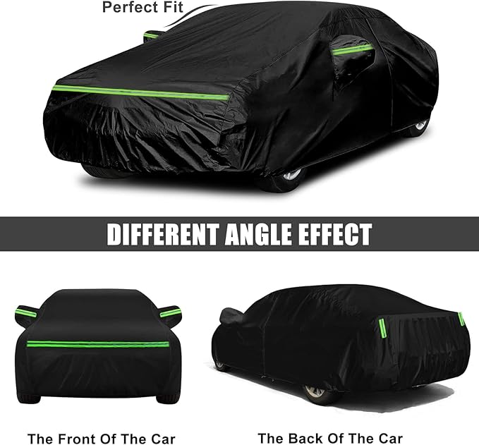Waterproof Car Cover Compatible with 2005-2025 Chevrolet Equinox LS/LT/RS/Premier, 420D Oxford Cloth Black All Weather Car Covers with Zipper Door for Snow Rain Dust Protection