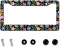 Florals License Plate Frame for Women, Blue Flowers License Tag Frames Holder Covers, Metal Aluminum Rustproof Car Accessories for Us Canada Standard, Girly Car Decorative with 2 Holes and Screw Caps