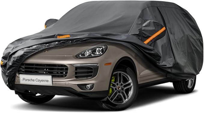 Kayme 7 Layers SUV Car Cover Custom Fit for Porsche Cayenne (2002-2025) Waterproof All Weather for Automobiles, Outdoor Full Cover Rain Sun UV Protection.Black