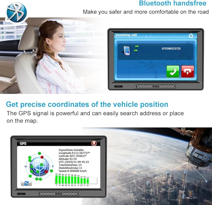 GPS Navigator for Car,Latest 2025 Map,9 inch Touch Screen Real Voice Spoken Navigation System for Cars, Vehicle GPS with Speed and Red Light Warning Lifetime Maps Update