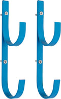 U.S. Pool Supply Pool Pole Hanger - 2 Blue Aluminum Pool Hooks for Poles - Equipment Fence Hook for Nets, Skimmers, Leaf Rakes, Vacuums, Vacuum Hoses, Telescopic - Attach Accessories, Holder Organizer