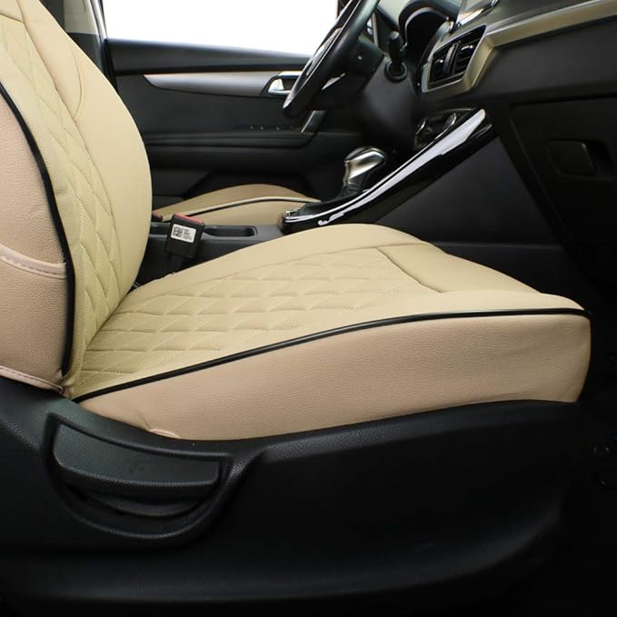 EKR Sportage Seat Covers Custom Fit for KIA Sportage S,EX,LX,SX,SX Turbo 2017 2018 2019 2020 2021 2022 Leather Car Seat Cover Full Set - Faux Leather (Beige)