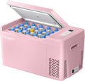 BougeRV Pink 23Quart Portable Refrigerator, 12 Volt Fridge 22L, Portable Freezer Compressor Cooler 12/24V DC 110~240 Volt AC for Truck Van RV Camper -8℉~50℉