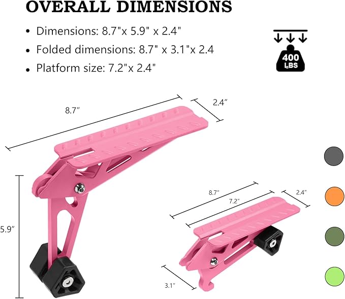 COWVIE Foldable Car Door Step Stand Pedal - Access to Vehicle's Top Roof Both Feet Stand Pedal Ladder for Most SUV Truck Pink