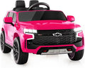 HONEY JOY Ride On Truck, 12V Licensed Chevrolet Tahoe, Chevy Electric Vehicle for Kids, Soft Start, Music, Lights, Battery Powered Ride On Car Toy with Remote Control, Gift for Boys Girls (Pink)