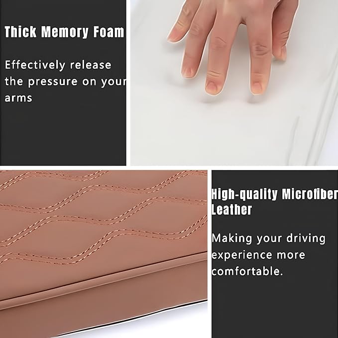 Leather Car Armrest Box Mat - 2023 New Waterproof Car Center Console Cover Mat, Universal Armrest Mat, Leather Car Armrest Cover for SUV/Truck/Vehicle (B-Beige)