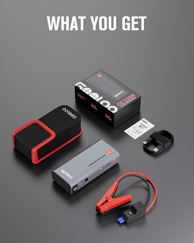 GOOLOO Jump Starter Battery Pack 3000A Peak SuperSafe Car Starter (Up to 8.5L Gas or 6.0L Diesel Engine) with USB Quick Charge and LED Light,12V Lithium Jump Box Booster Portable Charger,Gray