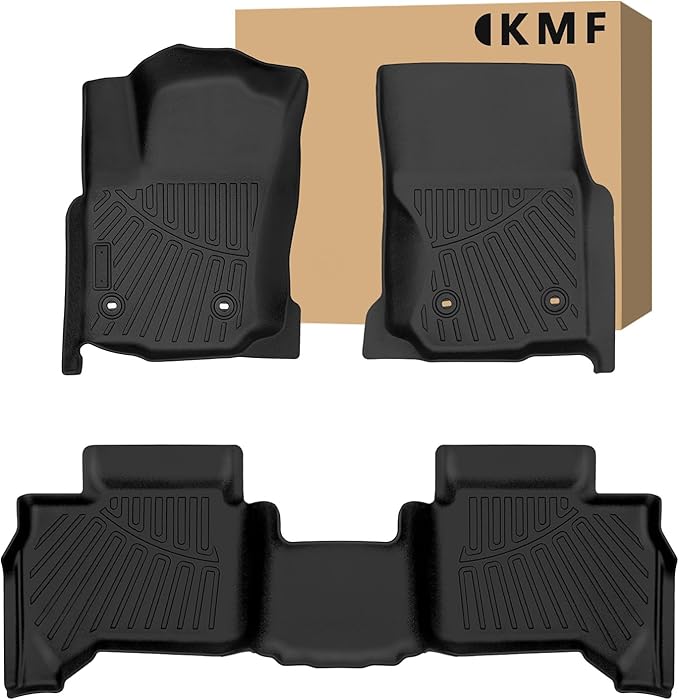 KMF Custom Fit Floor Mats for Toyota 4Runner 2025 (NOT for Hybrid) Accessories, 5 Seats All Weather TPE Waterproof Car Floor Liners - Front & Rear 2 Row, Anti-Slip Deep Grooves 4Runner Car Mats