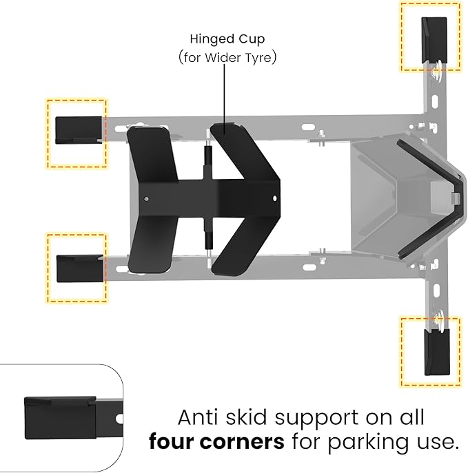 GRAND PITSTOP Universal Wheel Chock for Motorcycle Stand for Trailer Completely Adjustable Detachable Foldable Wheel Chock (Black)