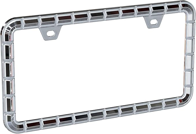 3D Chrome License Plate Frames, Pure Zinc Alloy Metal (Chain Pattern)
