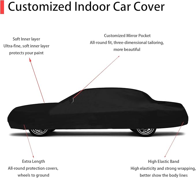Soft Stretch Old Classic Car Cover Custom-fit for Lincoln Town Car 1998-2011 Full-Size Luxury Sedans Accessories for Indoor Underground Garage Car Show & Storage Dust Protection 215.4in