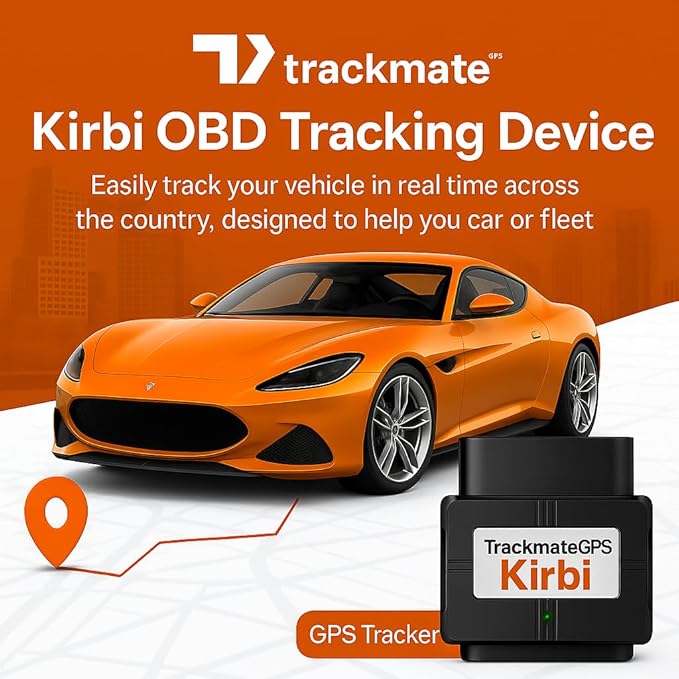 Kirbi OBD Tracker, GPS Tracker for Vehicles Real-Time Tracking, Worldwide Compatible Vehicle Tracker, Lightweight and Compact Car GPS Tracker, Plug-and-Play