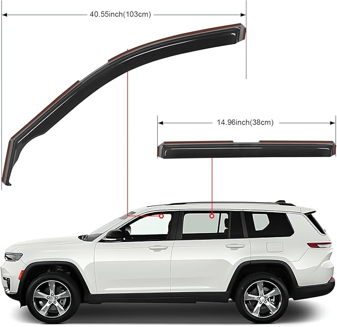 Nilight in Channel Rain Guards for Jeep Grand Cherokee L 2021 2022 2023 2024 Window Deflectors, Vent Window Visors-4PCS