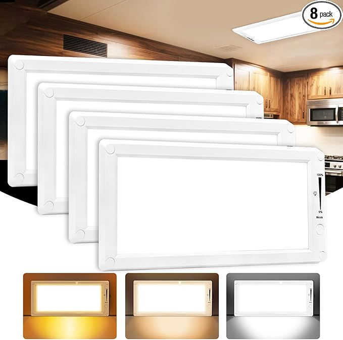4 Pack RV Lights Interior,3 Color RV LED Super Bright Fixture,12V RV Ceiling Dome Light with ON/Off Dimmable Switch Energy Saving for RV/Camper/Car/Trailer/Boat