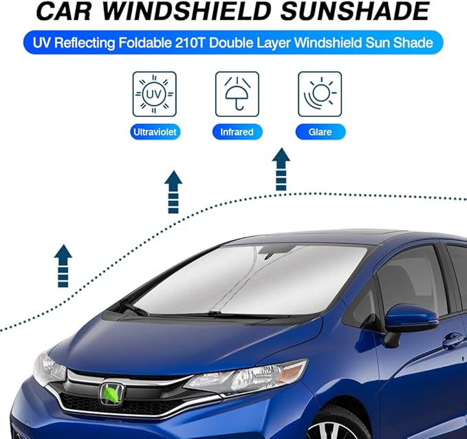 KUST Windshield Sun Shade for Honda Fit 2015-2020 Sunshade Foldable Window Sun Visor Protector Blocks UV Rays Keep Your Car Cooler