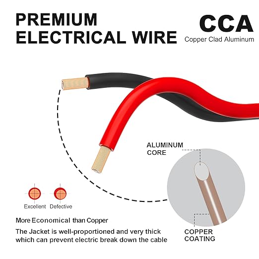 100FT 14/2 Gauge Red Black Cable Hookup Electrical Wire LED Strips Extension Wire 12V/24V DC, 14AWG Flexible Extension Cord for LED Ribbon Lamp Tape Lighting