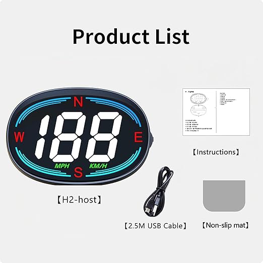 H2 GPS Speedometer Digital Speedometer GPS HUD Universal All Cars Head Up Display Vehicle Speed Compass MPH KMH Speed Gauge Plug and Play