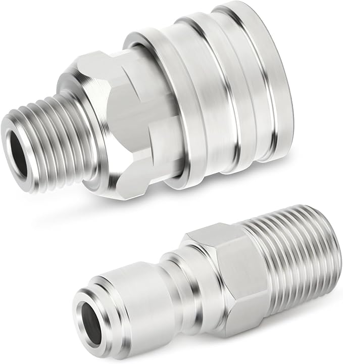 TAISHER 4PCS 304 Stainless Steel Pressure Washer Adapter Kit, Quick Connect Fittings，1/4" Male