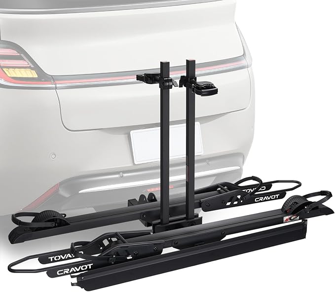 CyberRack E2 Ebike Rack, 200 lbs Capacity Foldable Bike Racks for Tow Hitch Heavy Electric Bike Carrier for 2 E-Bike, Up to 5-inch Fat Tire 2'' Receiver
