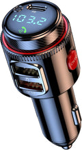 Bluetooth Car Adapter, Wireless AUX FM Transmitter, USB C&QC3.0 Dual Fast Charging, Cigarette Lighter Radio Music, Supports Hands-Free Siri Google Assistant & USB Drive, HiFi Bass Sound