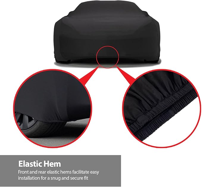 DaShield SoftTec Indoor Stretch Satin Car Cover for Hyundai Elantra 2021-2025 Sedan 4-Door Elastic Flexible High-end Luxury Dust-Proof Protection, Car Show, Underground Garage, Black