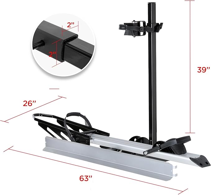 Single 1-Ebike Rack Hitch Mount with Ramp Foldable Bike Carrier 100 lbs. Capacity for Cars SUV Truck Trailer and RV