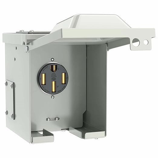 50 Amp RV Power Outlet Box, NEMA 14-50R 125/250 Volt RV Outdoor Electrical Receptacle Panel, Weatherproof, for RV Camper Trailer Motorhome Electric Car Generator
