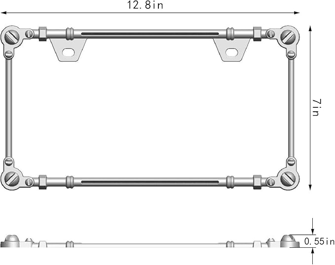 3D Chrome License Plate Frames, Pure Zinc Alloy Metal (Screw Pattern)