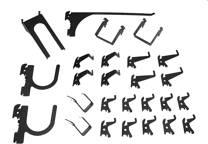 Wall Control Metal Pegboard Tool Organizer Kit (30-WRK-400GB) and Wall Control 26 Piece Deluxe Slotted Hook Assortment (KT-200-DLX)