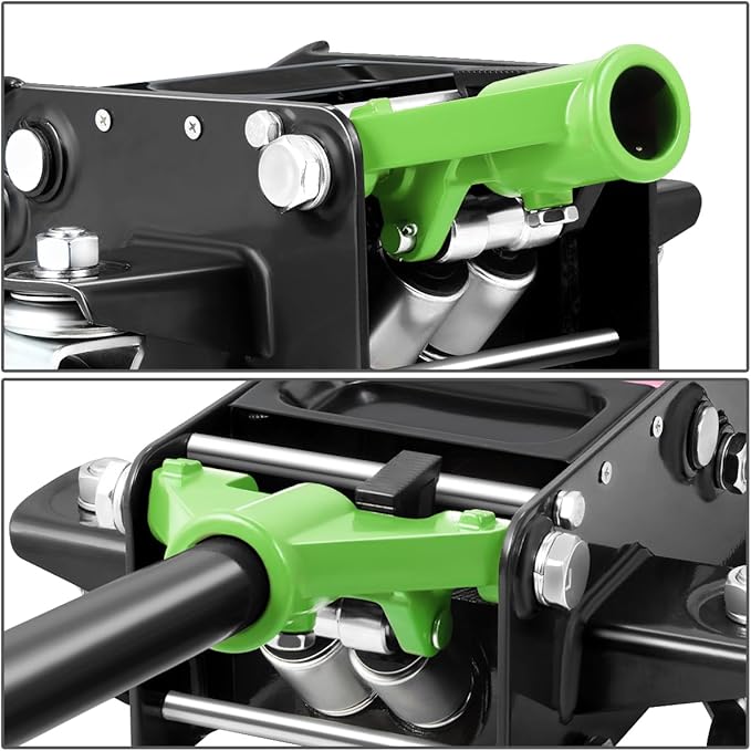 DNA MOTORING Low Profile Hydraulic Trolley Service/Floor Jack, 3 Ton (6000 lbs) Capacity Heavy Duty Hydraulic Car Jack, Lifting Range 3"-20", Green, TOOLS-00475-GR