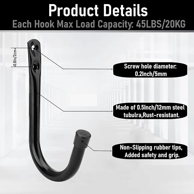 Garage Storage Hooks 3.5Inch Heavy Duty Wall Mounted Garage Utility Hooks 12 Pack Hangers Great for Tools Bikes Ladders Chairs