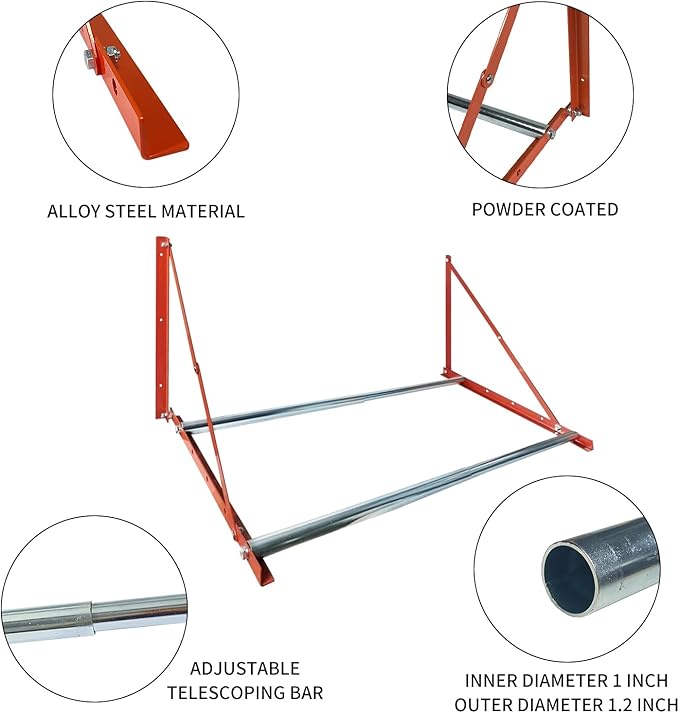 Foozet Heavy Duty Adjustable Wall Mounted Tire Rack for Garage with Telescopic Rods, Hanging Garage Tire Rack for Spare Car Wheel 420 lb.,Folding and Adjustable 30"-48" Tire Storage Rack