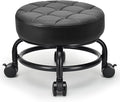 Low Roller Seat Low Height Rolling Stool PU Leather Rolling Stool, Modern Rolling Chair for Home Office Garage Shop