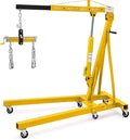 2 Ton Folding Engine Hoist with Lever, Cherry Picker Shop Crane Hoist Lift, 4400 Lbs Heavy Duty Steel Hydraulic Shop Engine Crane for Workshop and Garage, Yellow