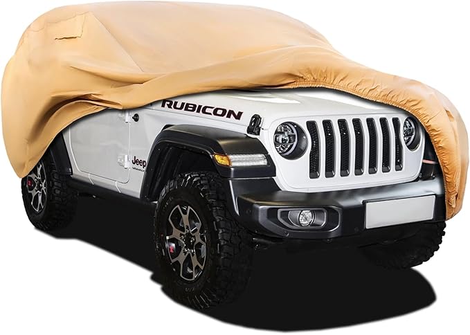 Heavy Duty Outdoor Car Cover Custom Fit for Jeep Wrangler 2 Door, Windproof All Weather Waterproof Sun Rain UV Dust Snow Protection Outdoor Car Covers