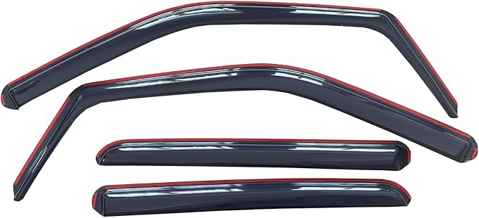 in-Channel Window Visor Deflector Compatible with Ford F150 Super Crew Cab 2015-2024 Rain Guards Smoke 4pcs