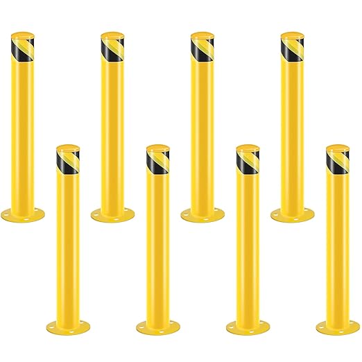 Safety Bollard Post, Steel Bollards,Parking Bollard, Yellow Powder Coated Safety Parking Barrier Post, for Traffic Sensitive Areas (8, 42"H*3"D)