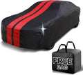 iCarCover Custom Car Cover for Chevy Chevelle Wagon (1964-1967) Waterproof All Weather Rain Snow UV Sun Protector Full Exterior Indoor Outdoor Car Cover (Stripe - Black/Red)