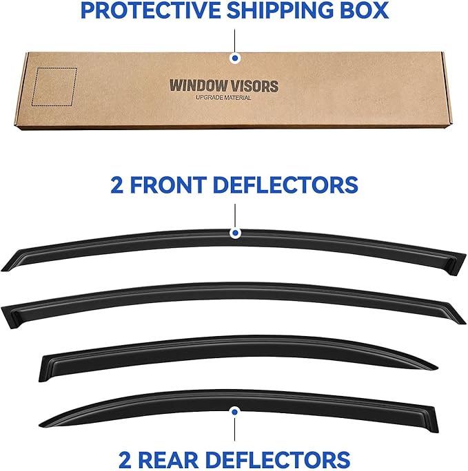 Window Visors Rain Guards for 2006 2007 2008 2009 2010 2011 Honda Civic, Out-Channel Window Vent Wind Deflectors Visors Shades for 06 07 08 09 10 11 Civic Sedan