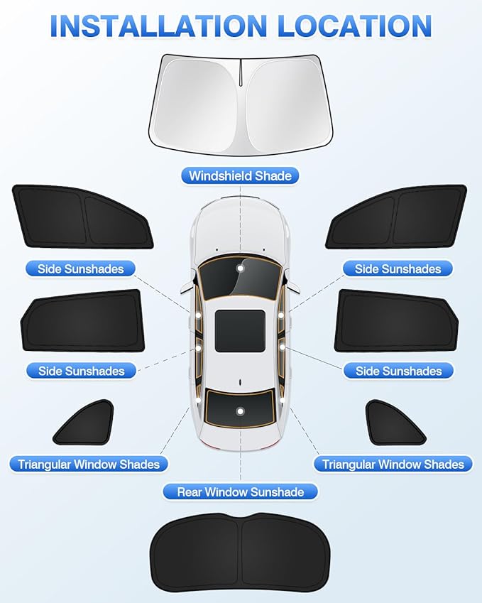 Sunshades for Hyundai Tucson 2016-2021 Accessories Windshield Sun Shade Side Rear Window Shade Cover Sun Visor Shield Privacy Protection Keep Vehicle Cool Black 8PCS