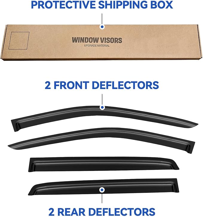 Window Visors Rain Guards for 2019 2020 2021 2022 2023 Ford Ranger Supercrew, Out-Channel Window Vent Wind Deflectors Visors Shades for 19-23 Ranger, for Full-Size Cabs