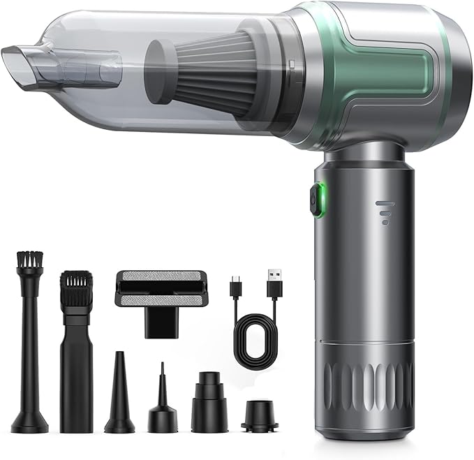 Car Vacuum Portable Cordless, 16000PA Powerful Car Vacuum Cleaner, 7 in 1 Mini Vacuum Handheld Rechargeable, Air Duster, Dual Filter for Cars, Home, Office, Pet