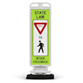State Law Yield For Pedestrian Within Crosswalk R1-6a MUTCD Sign, Double Sided 3M Engineer Grade Reflective, Portable Rubber Base, Impact Resistant Plastic Frame