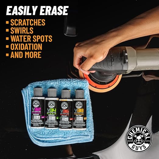 Chemical Guys BUF_503X TORQX Random Orbital Polisher, Pads, Polishes & Compounds Kit (Safe for Cars, Trucks, SUVs, & More) 700W, Orbit 8mm - 9 Items