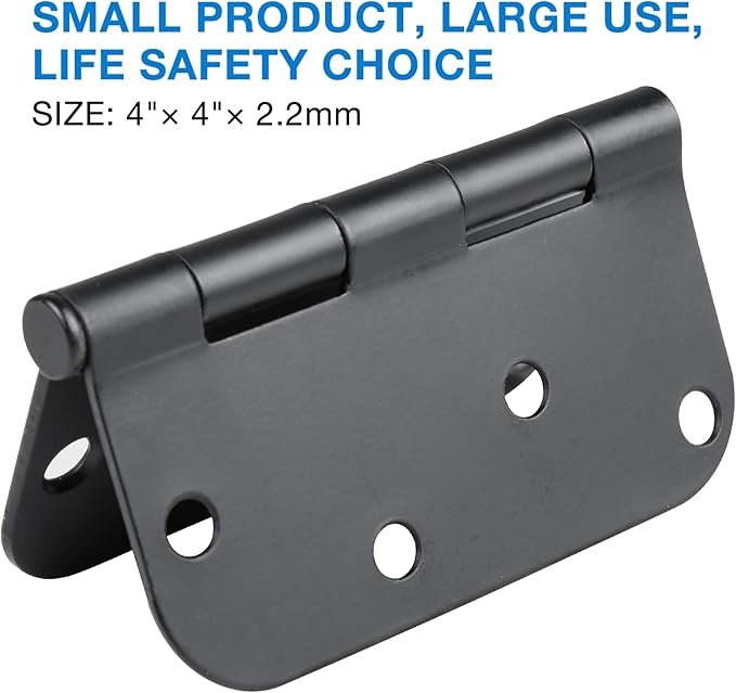18 Pack Black Door Hinges 4 Inch x4 Rounded Heavy Duty Exterior Door Hinges Black Matte Black Hinges for Interior Doors,Front/Entry/Hinged/Steel/Barn-Style/Inside/Outside Door Hardware Hinge 8 Holes