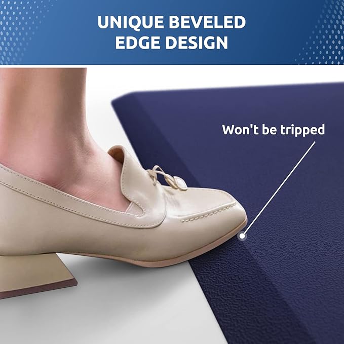 KitchenClouds Kitchen Mat Cushioned Anti Fatigue Kitchen Rug 17.3"x60" Waterproof Non Slip Kitchen Rugs and Mats Standing Desk Mat Comfort Floor Mats for Kitchen House Sink Office (Blue)